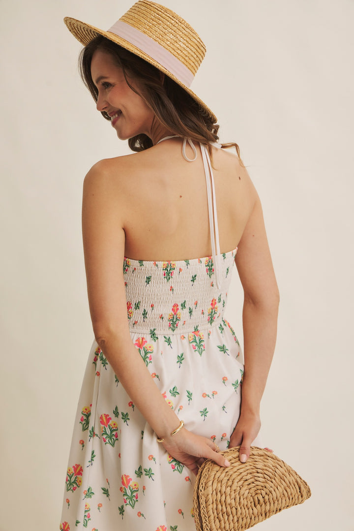 Mediterranean Muse Halter Dress
