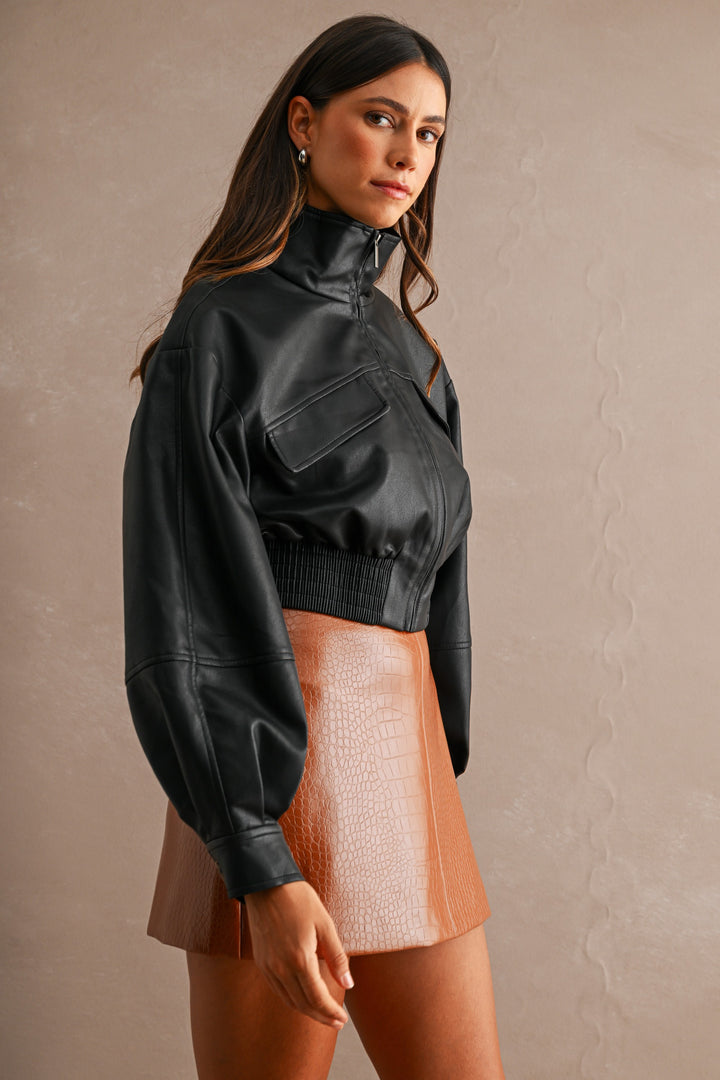 Afterglow Faux Leather Crop Jacket