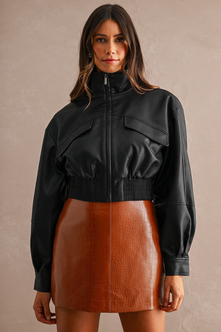 Afterglow Faux Leather Crop Jacket