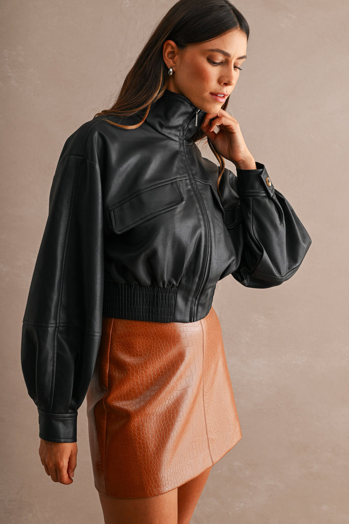 Afterglow Faux Leather Crop Jacket