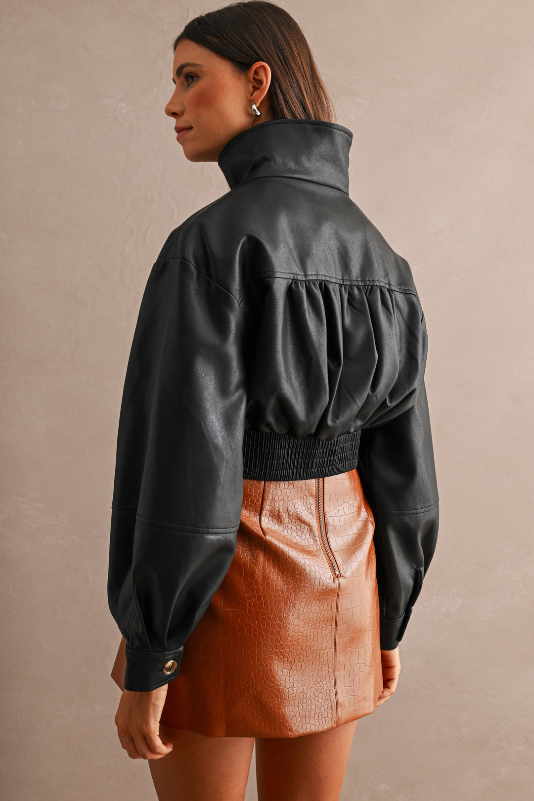 Afterglow Faux Leather Crop Jacket