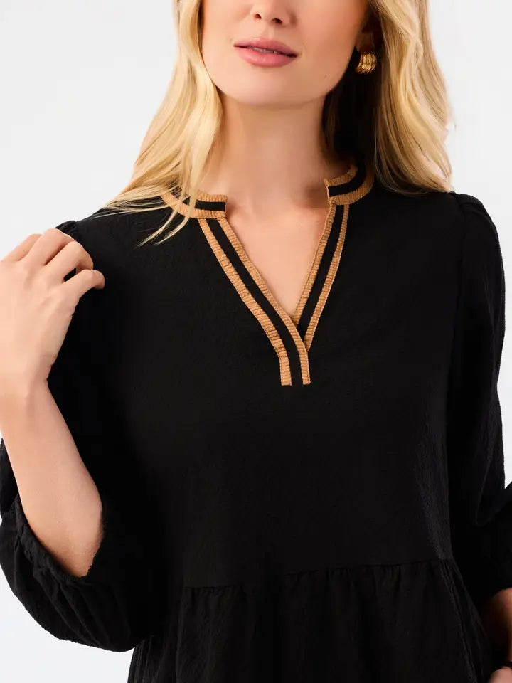 Mary Square Cooper Dress Black/Tan