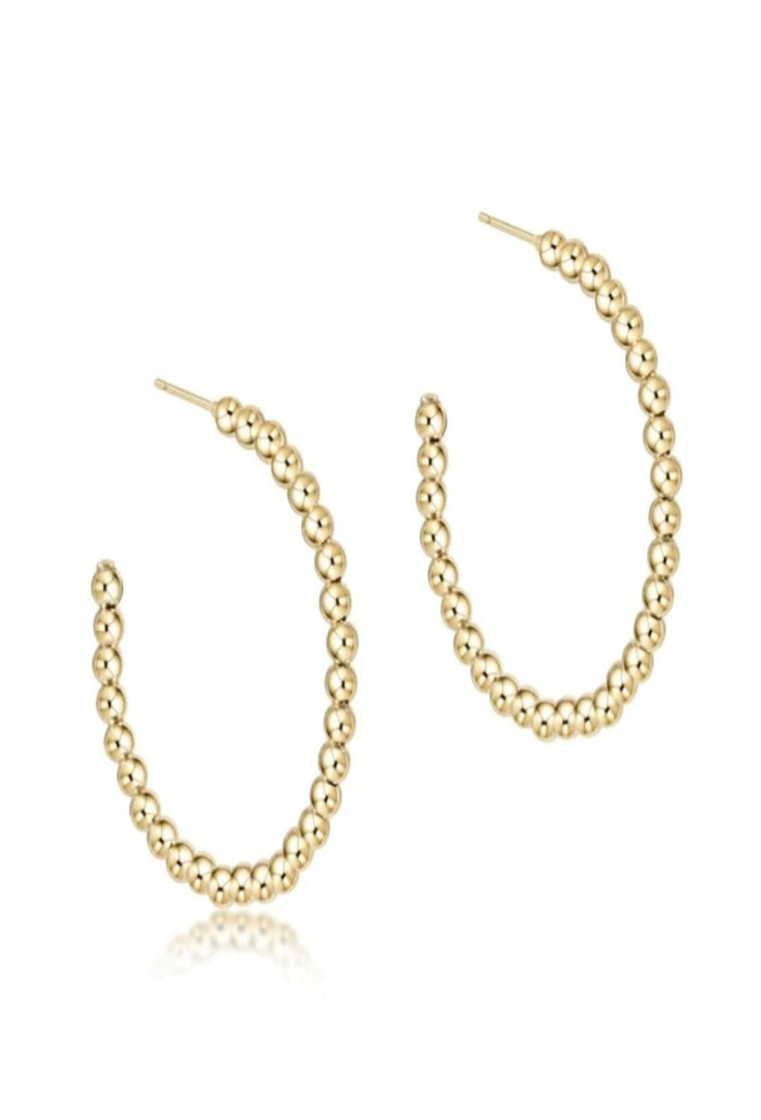 enewton Beaded Classic 1.25" Post Hoop - 3mm Gold