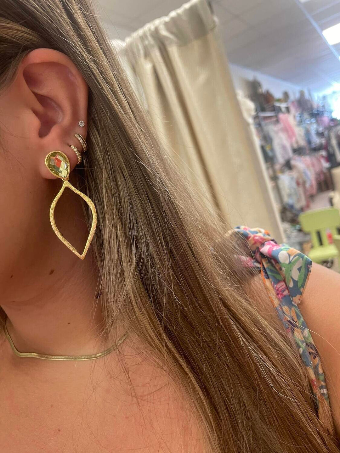 Betty Carre Baruti Leaf Shape w/Stone Earrings