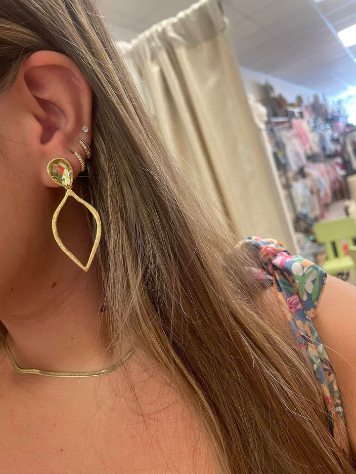 Betty Carre Baruti Leaf Shape w/Stone Earrings