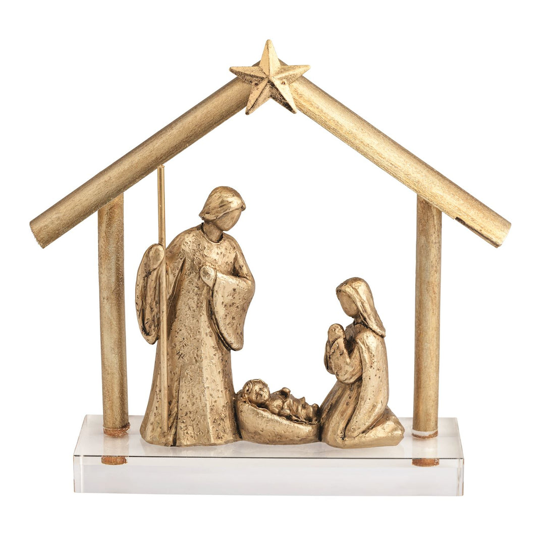 Mud Pie Acrylic Base Gold Nativity