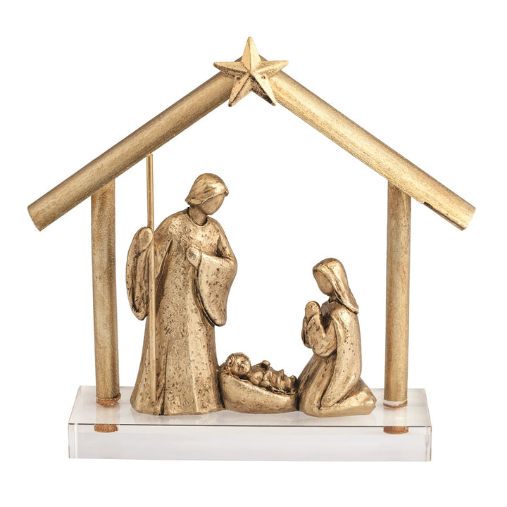 Mud Pie Acrylic Base Gold Nativity