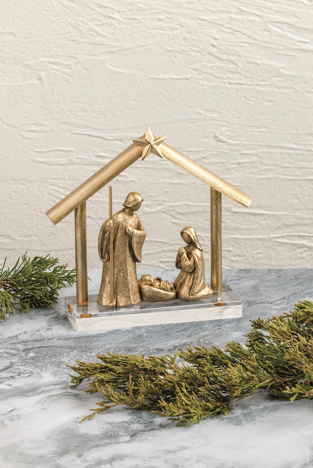 Mud Pie Acrylic Base Gold Nativity
