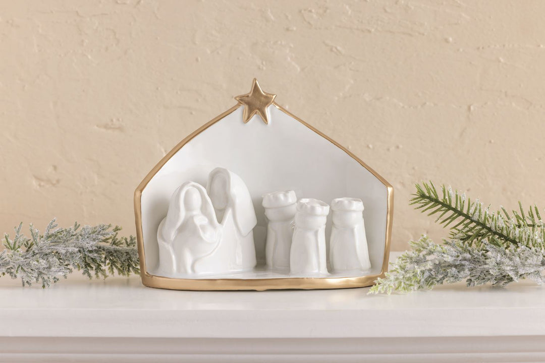 Mud Pie Ceramic Gold Edge Nativity