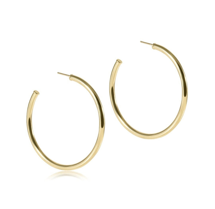 enewton Round Gold 2 Post Hoop - 3mm - Smooth