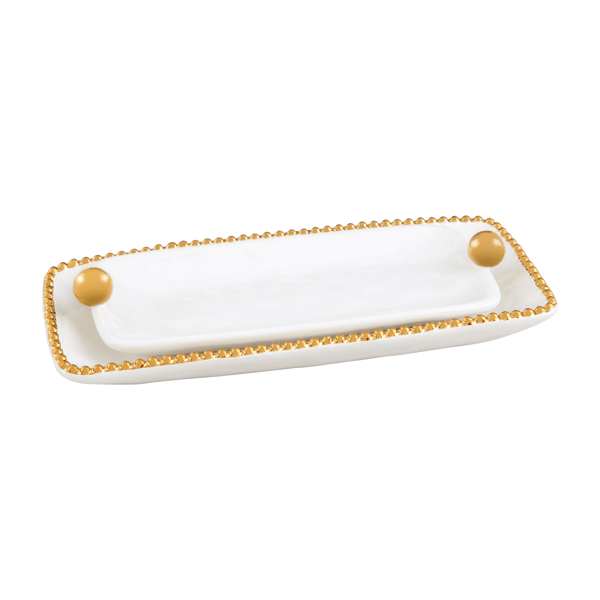 Mud Pie Nested Gold Beaded Dishes