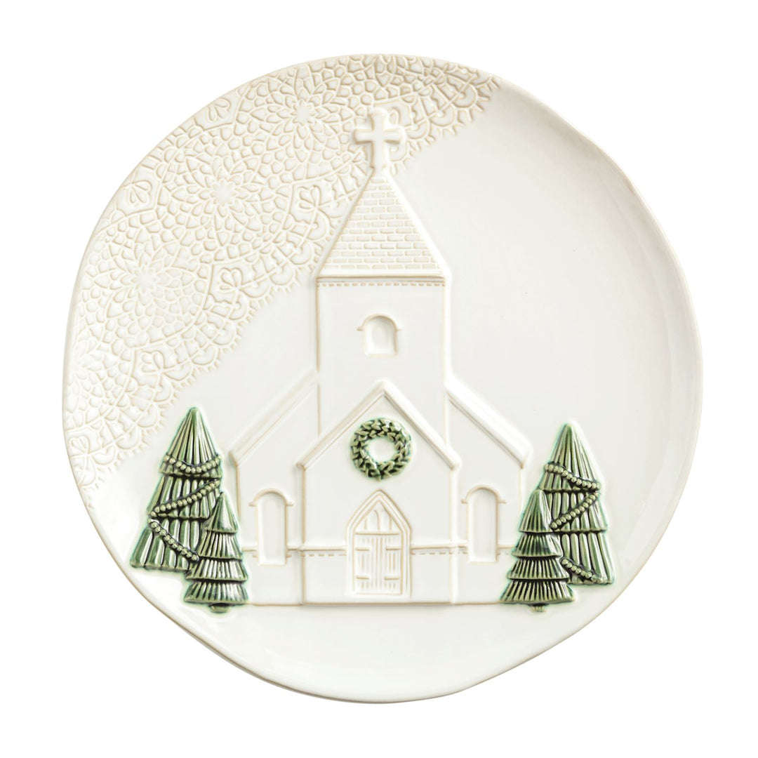 Mud Pie Pressed Lace Christmas Church Platter