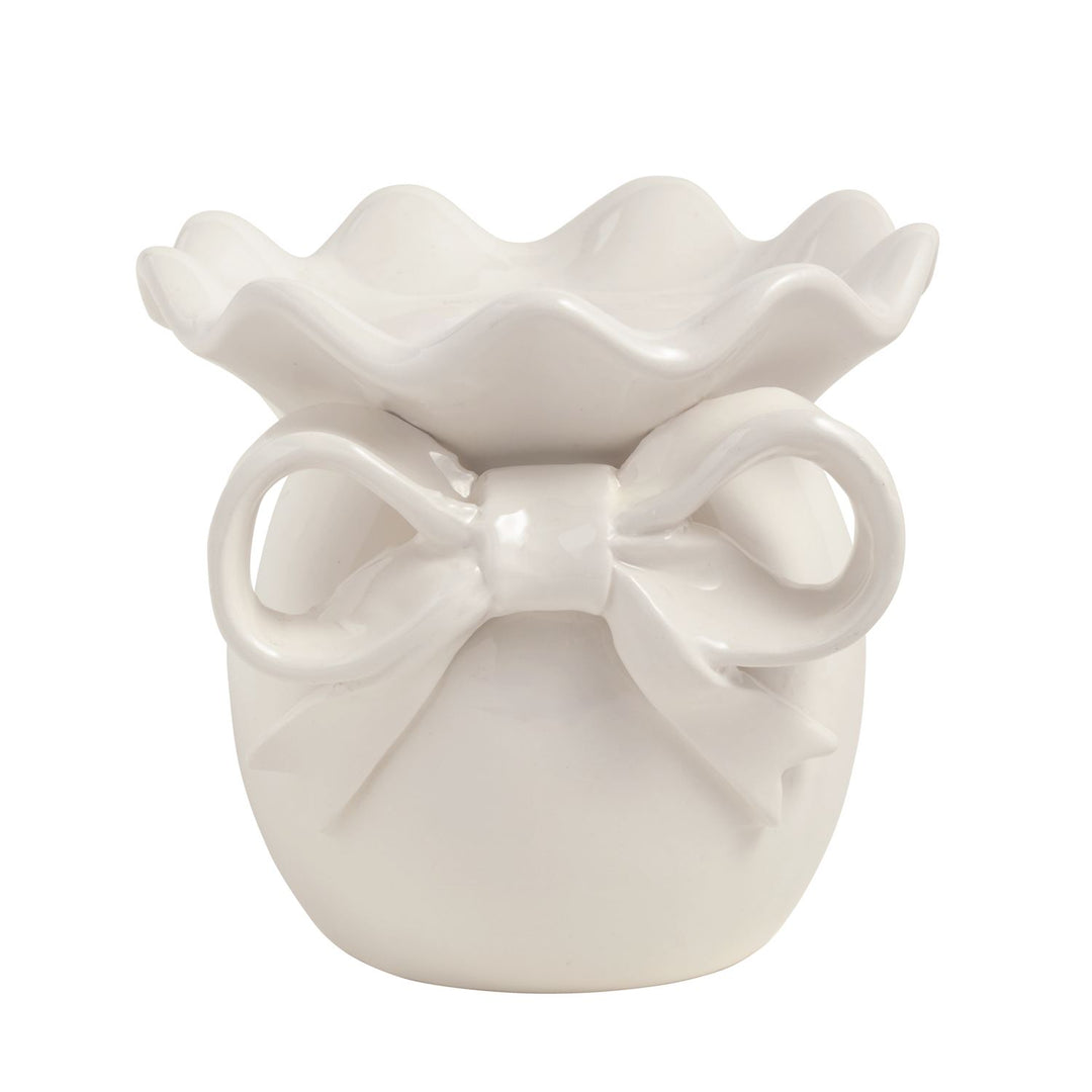 Mud Pie Bow Pillar Ceramic Holder