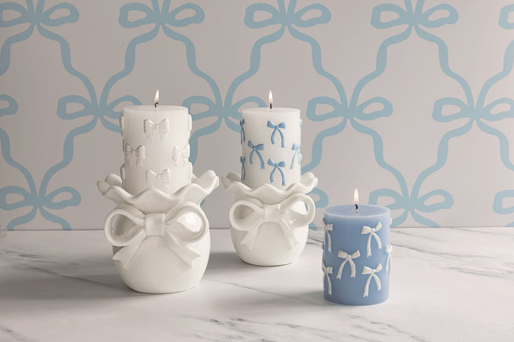 Mud Pie Bow Pillar Ceramic Holder