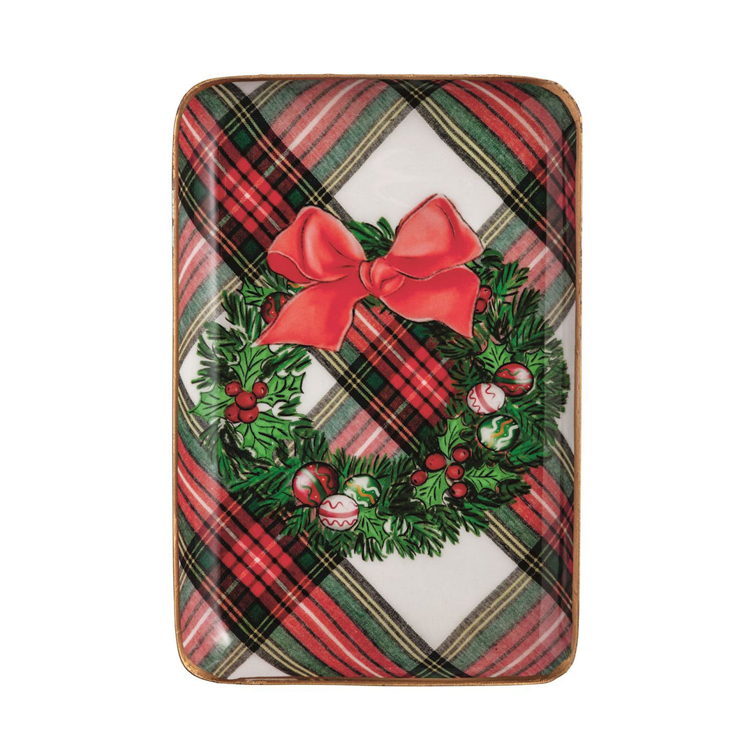 Mud Pie Tartan Christmas Character Tidbit Trays