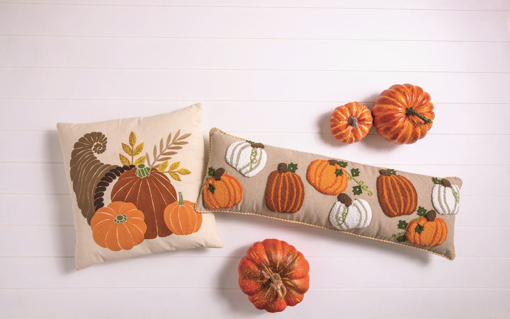 Mud Pie Cornucopia Crewel Pillow