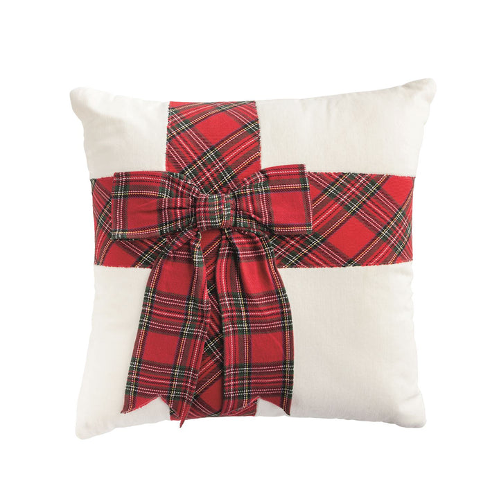 Mud Pie Tartan Bow Velvet Pillow