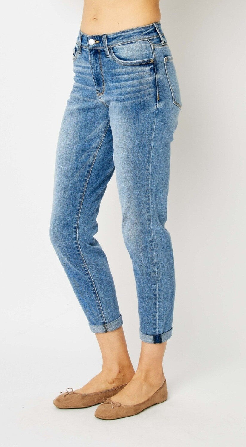 Judy Blue Rise and Shine Midrise Cuffed Slim CURVY