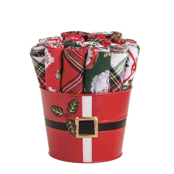 Mud Pie Classic Xmas Towel Bucket