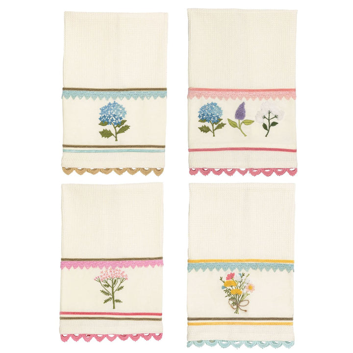 Mud Pie Floral Embroidered Waffle Towels