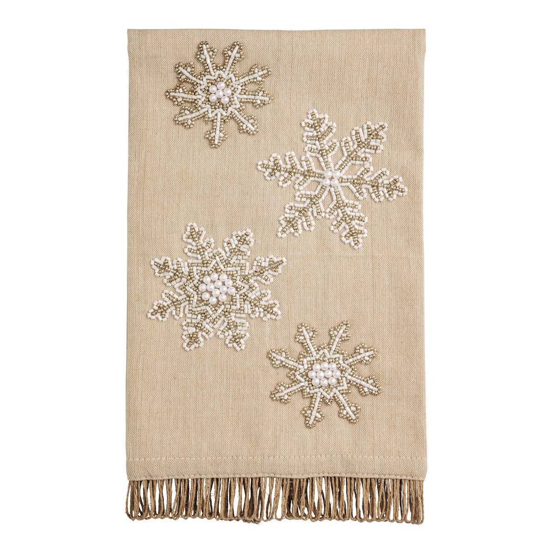 Mud Pie Wreath White Christmas Beaded Towel