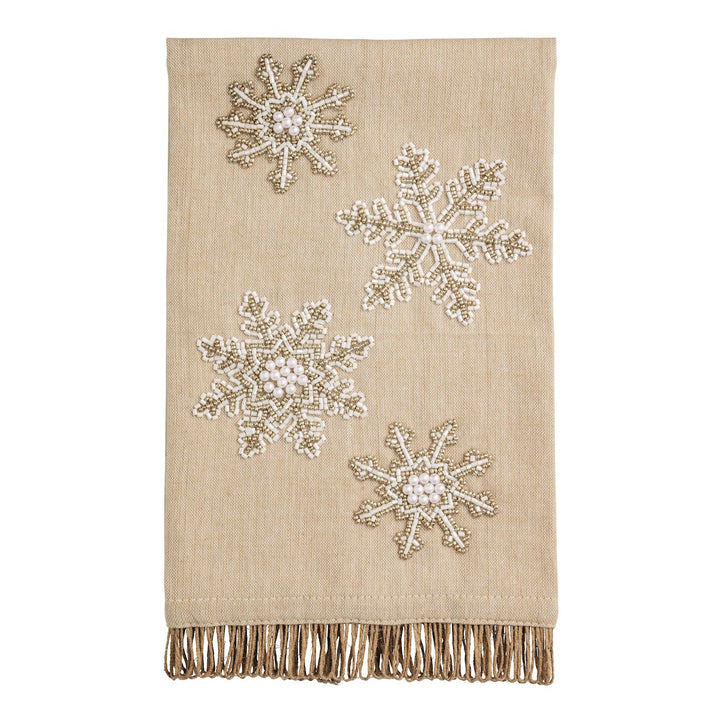 Mud Pie Wreath White Christmas Beaded Towel
