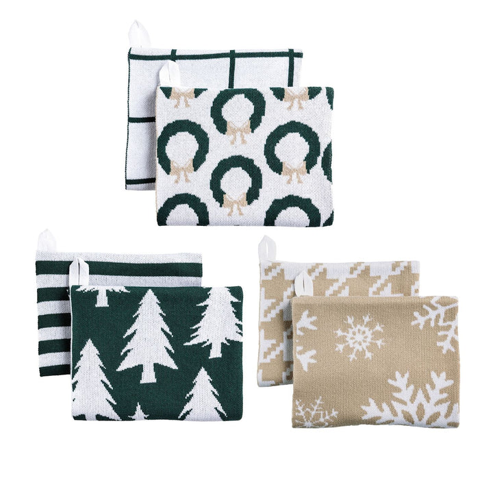 Mud Pie White Christmas Knit Towel Sets