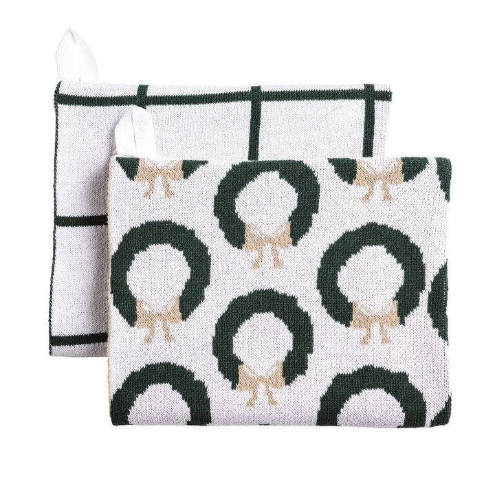 Mud Pie White Christmas Knit Towel Sets