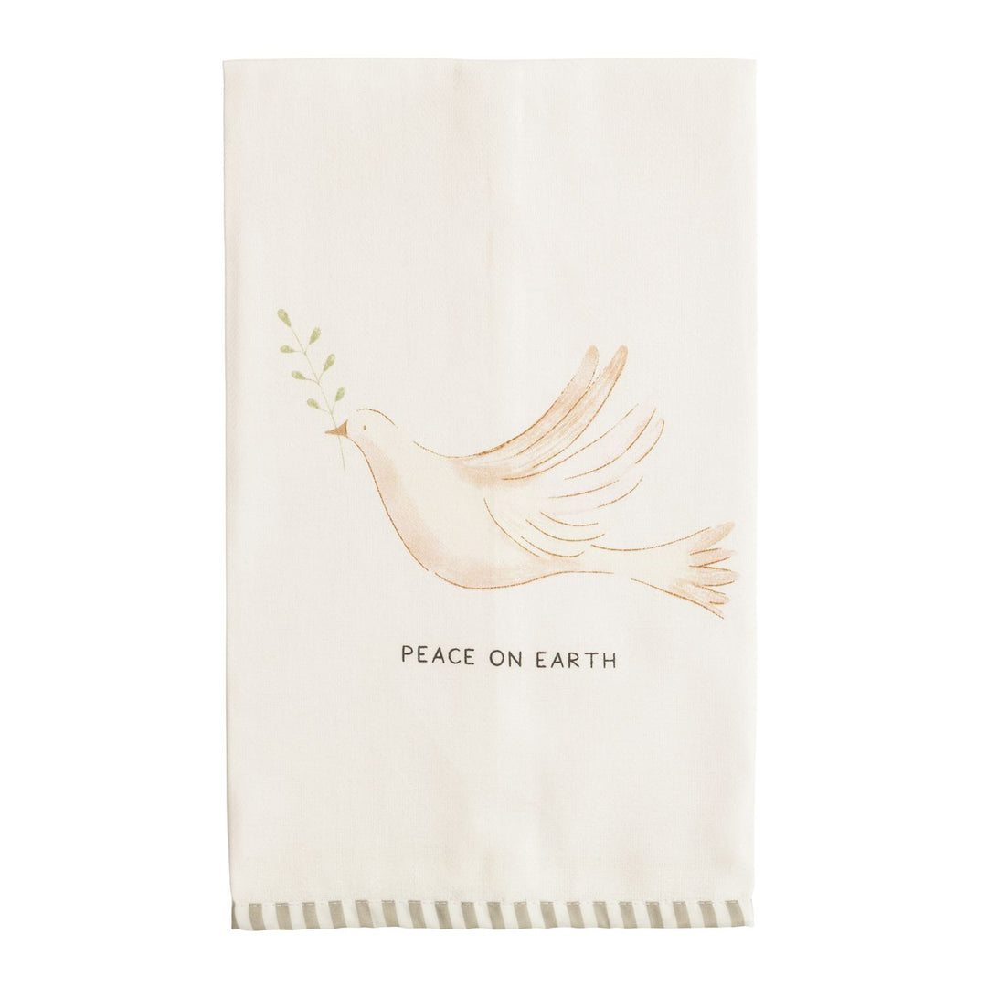 Mud Pie White Christmas Stripe Hem Towels