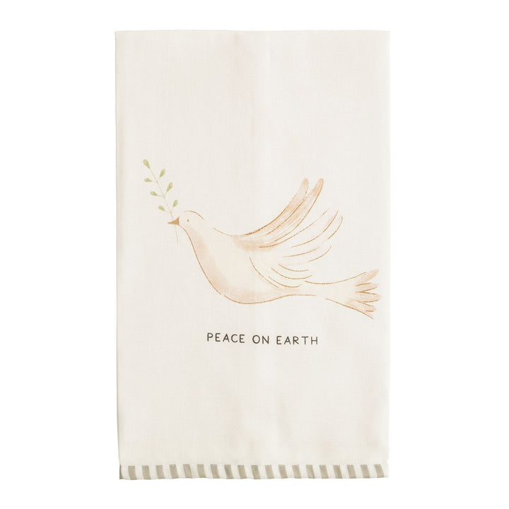Mud Pie White Christmas Stripe Hem Towels