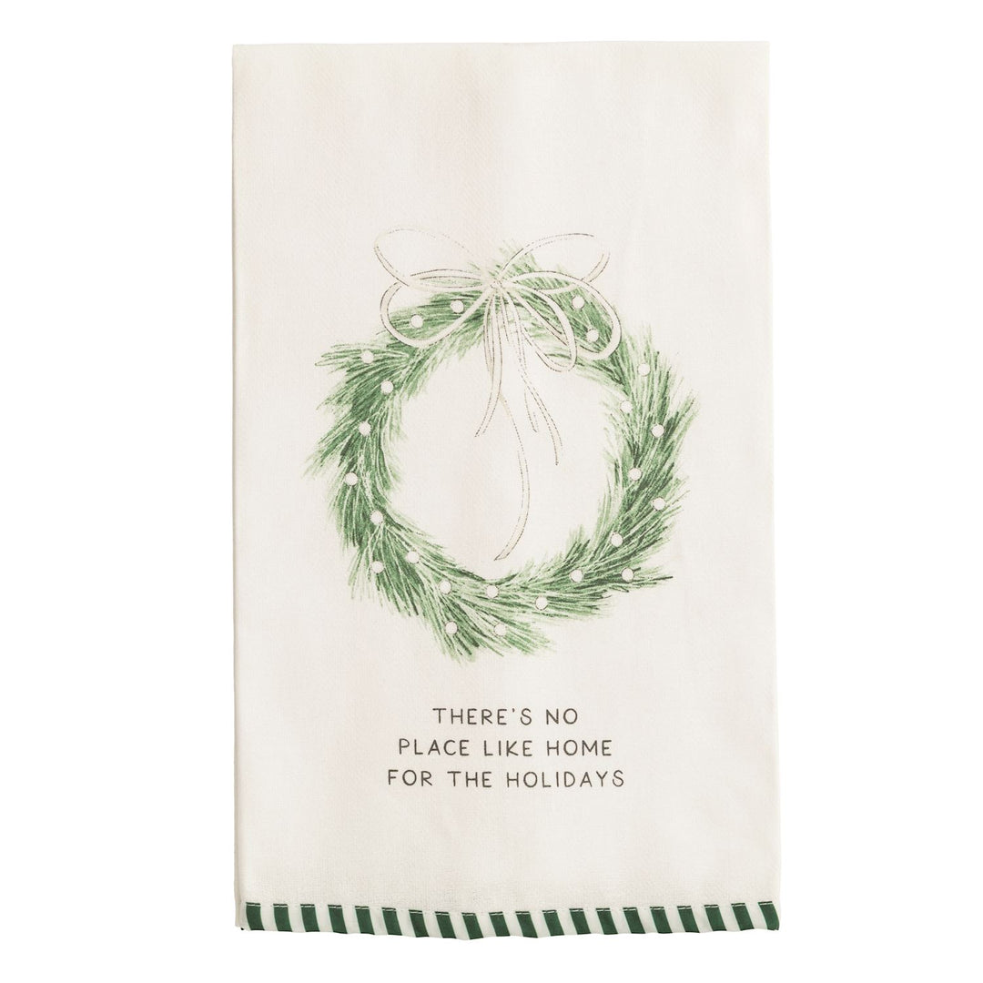 Mud Pie White Christmas Stripe Hem Towels