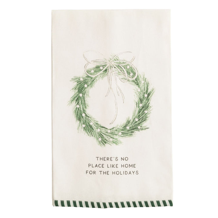 Mud Pie White Christmas Stripe Hem Towels