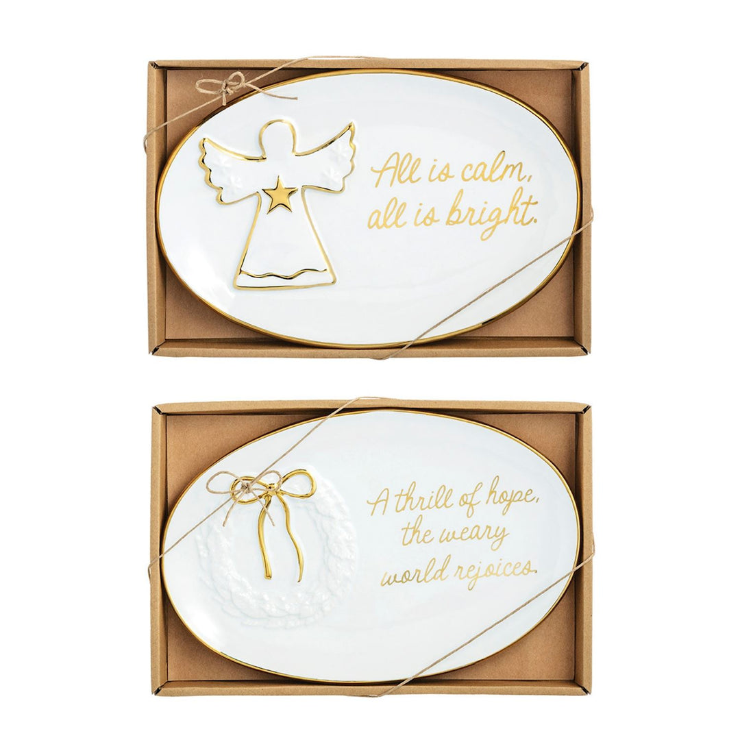 Mud Pie Gold Edge Christmas Sentiment Plates