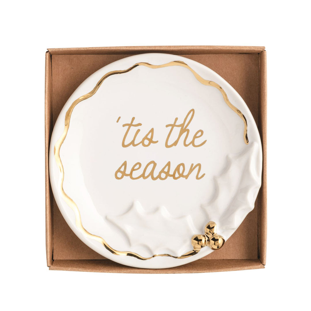 Mud Pie Christmas Gold Trinket Dish