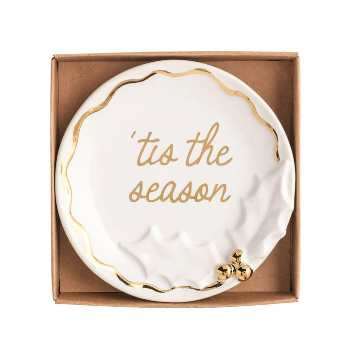 Mud Pie Christmas Gold Trinket Dish