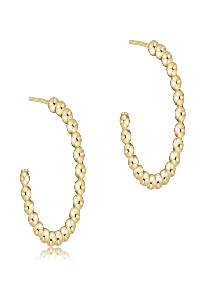 enewton Beaded Classic 1.25" Post Hoop 4mm Gold