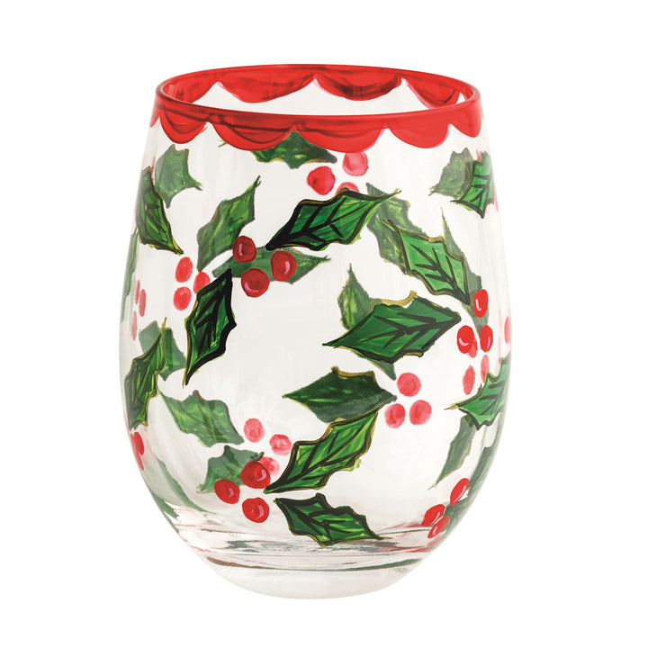 Mud Pie Christmas Painted Wine Glass