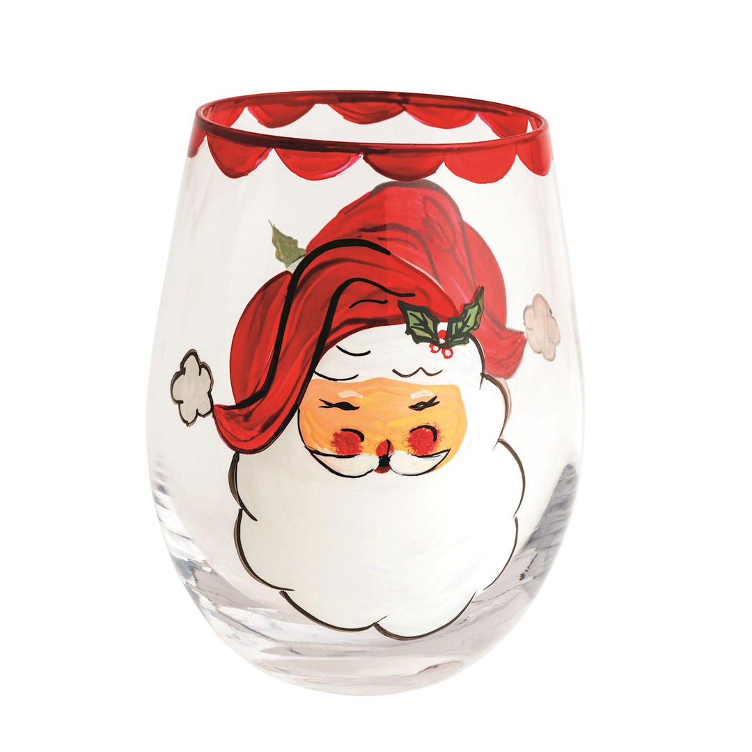Mud Pie Christmas Painted Wine Glass