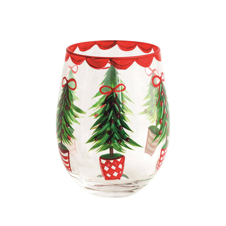 Mud Pie Christmas Painted Wine Glass