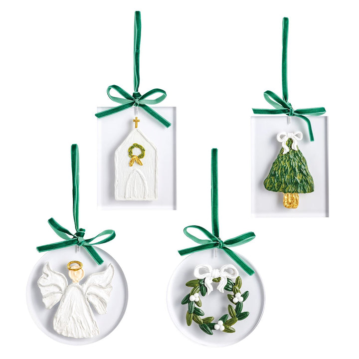 Mud Pie White Christmas Painted Acrylic Ornament