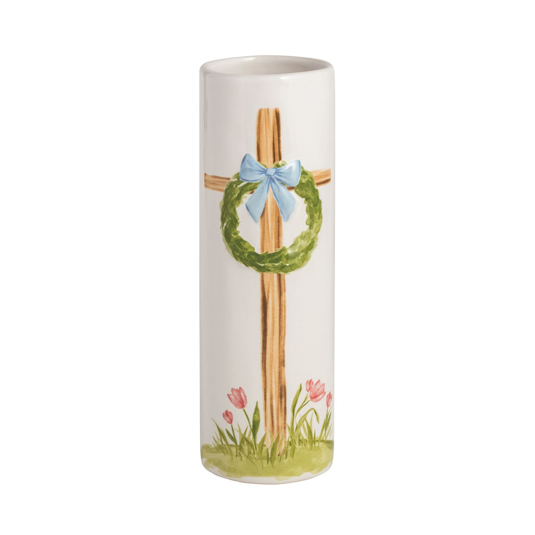 Mud Pie Blue Bow Cross Bud Vase