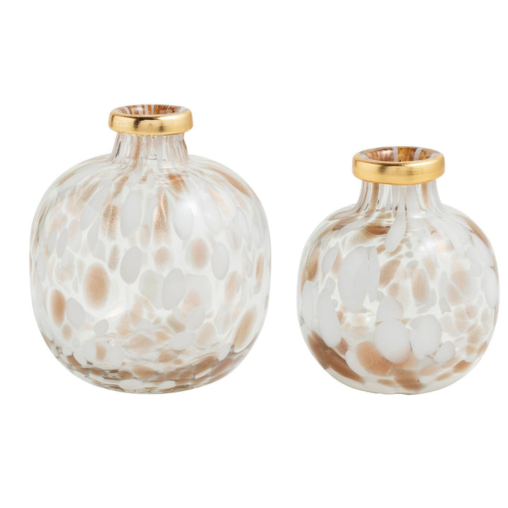 Mud Pie White Tortoise and Gold Vase