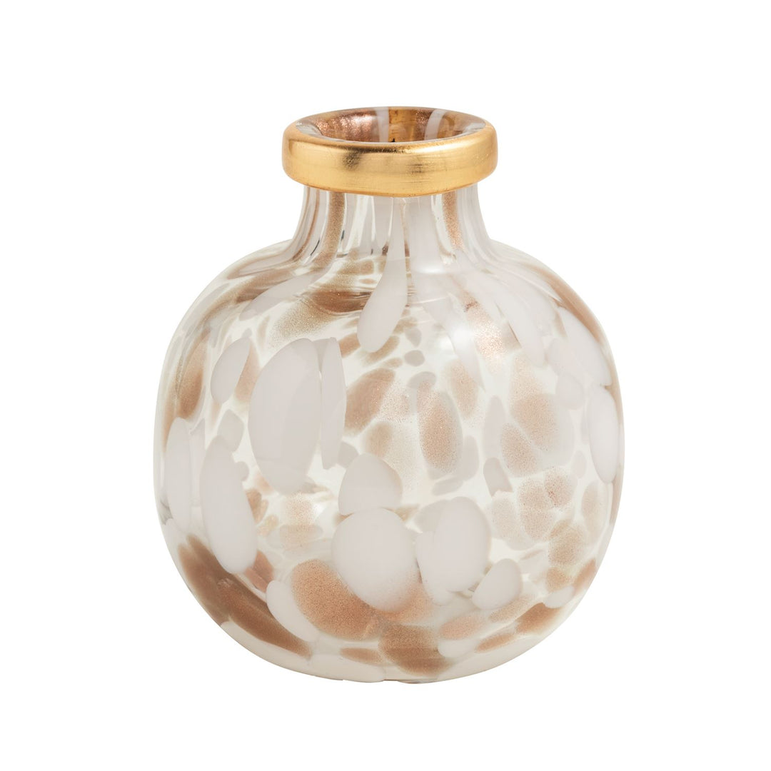 Mud Pie White Tortoise and Gold Vase