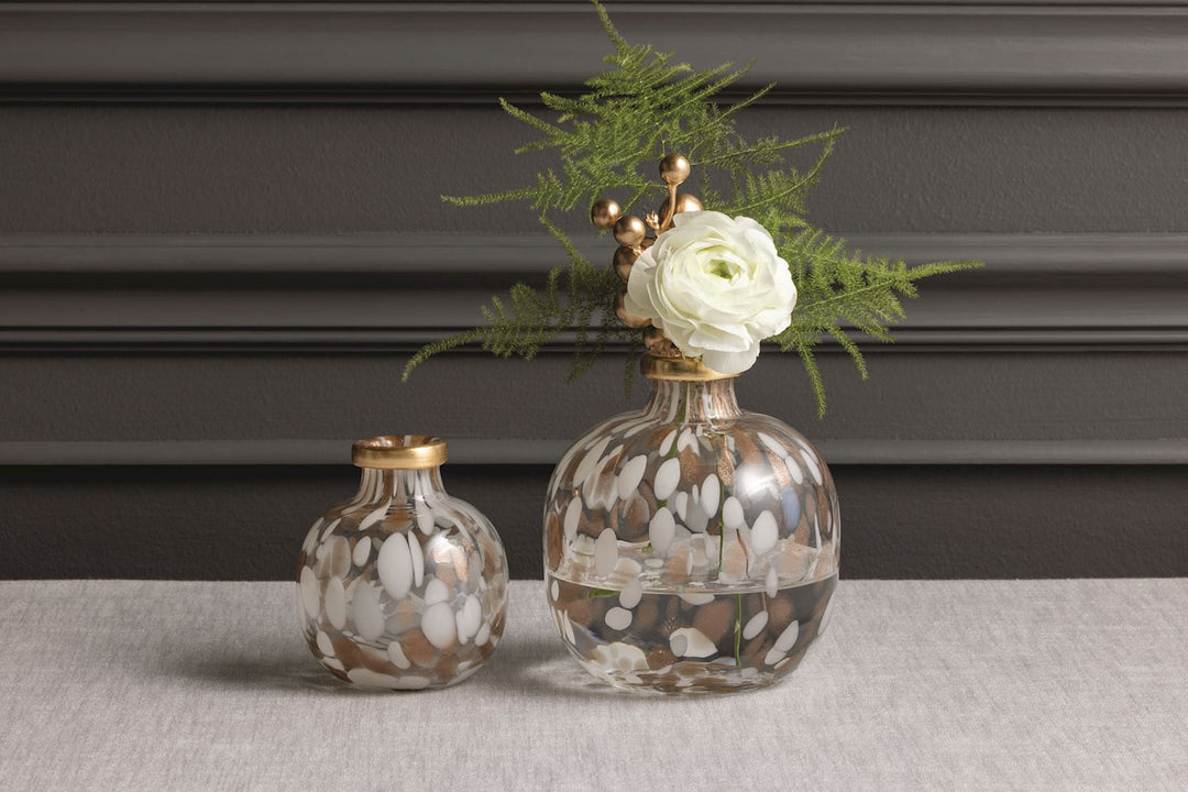 Mud Pie White Tortoise and Gold Vase