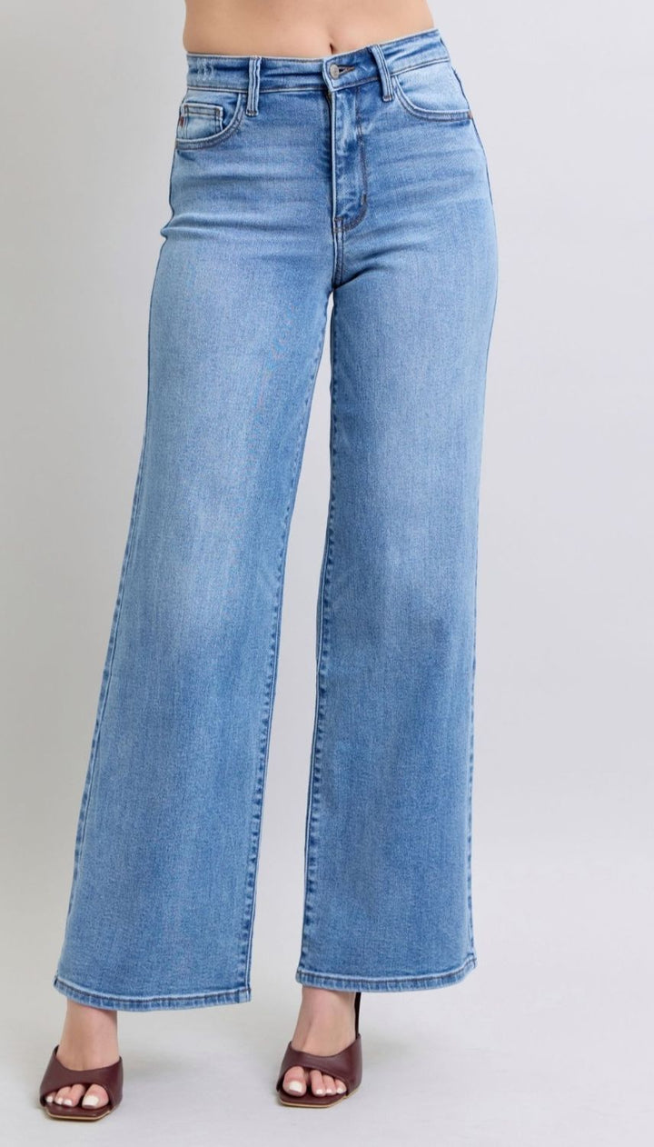 Judy Blue Joy HW Vintage Wash Wide Leg, CURVY