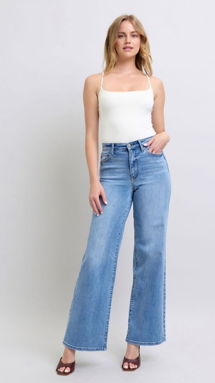 Judy Blue Joy HW Vintage Wash Wide Leg, CURVY