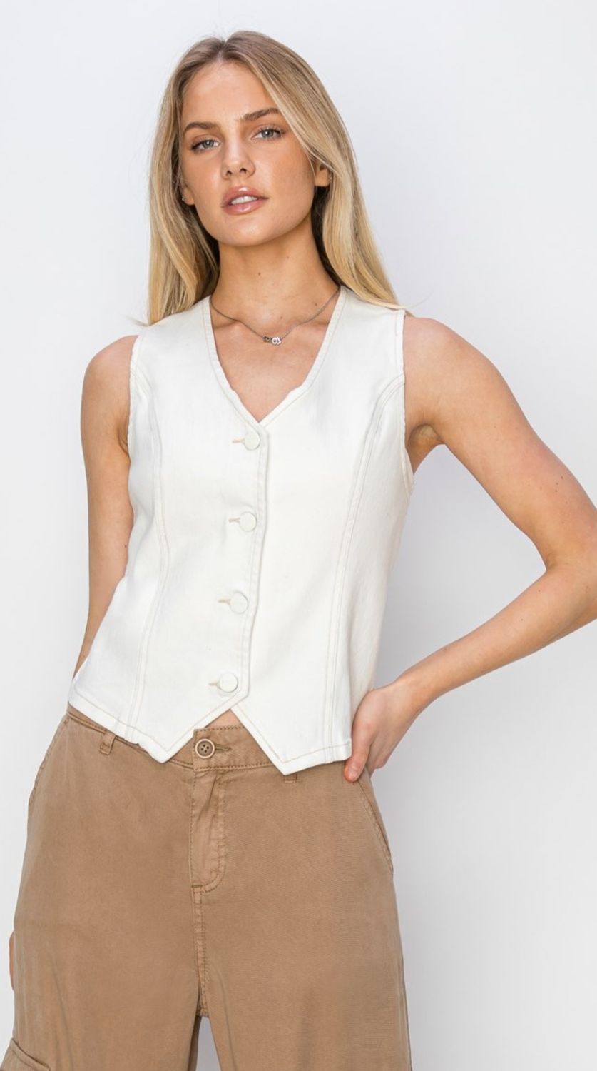Risen Season Of Bliss V-Neck Button Down Vest