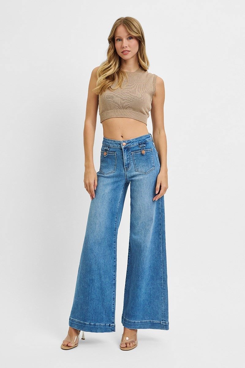 Risen Blissful MR Wide Front Patch Pocket Jeans