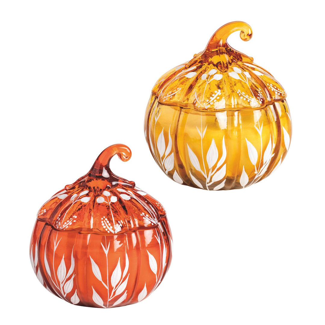 Mud Pie Glass Pumpkin Candles