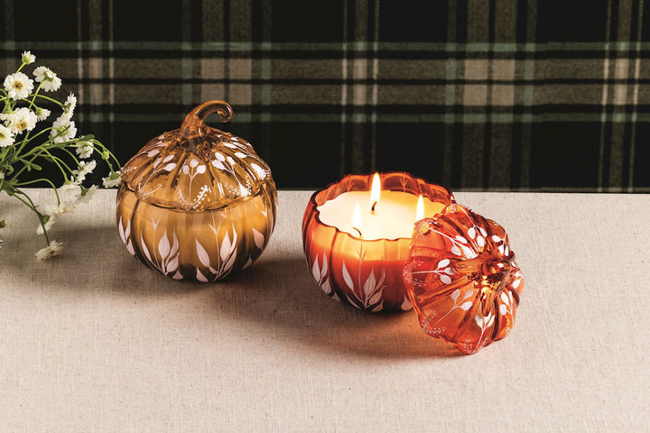 Mud Pie Glass Pumpkin Candles